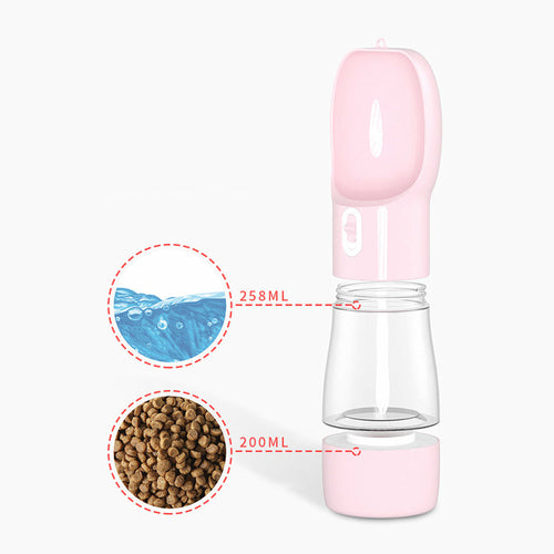 Gourde de balade 2 en 1 eau et croquettes