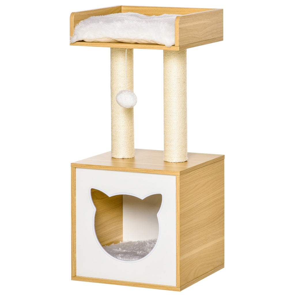 Arbre à chat griffoir pour chat arbre à grimper niche maison pour chat plate-forme supérieure balle suspendue hauteur 81 cm-0