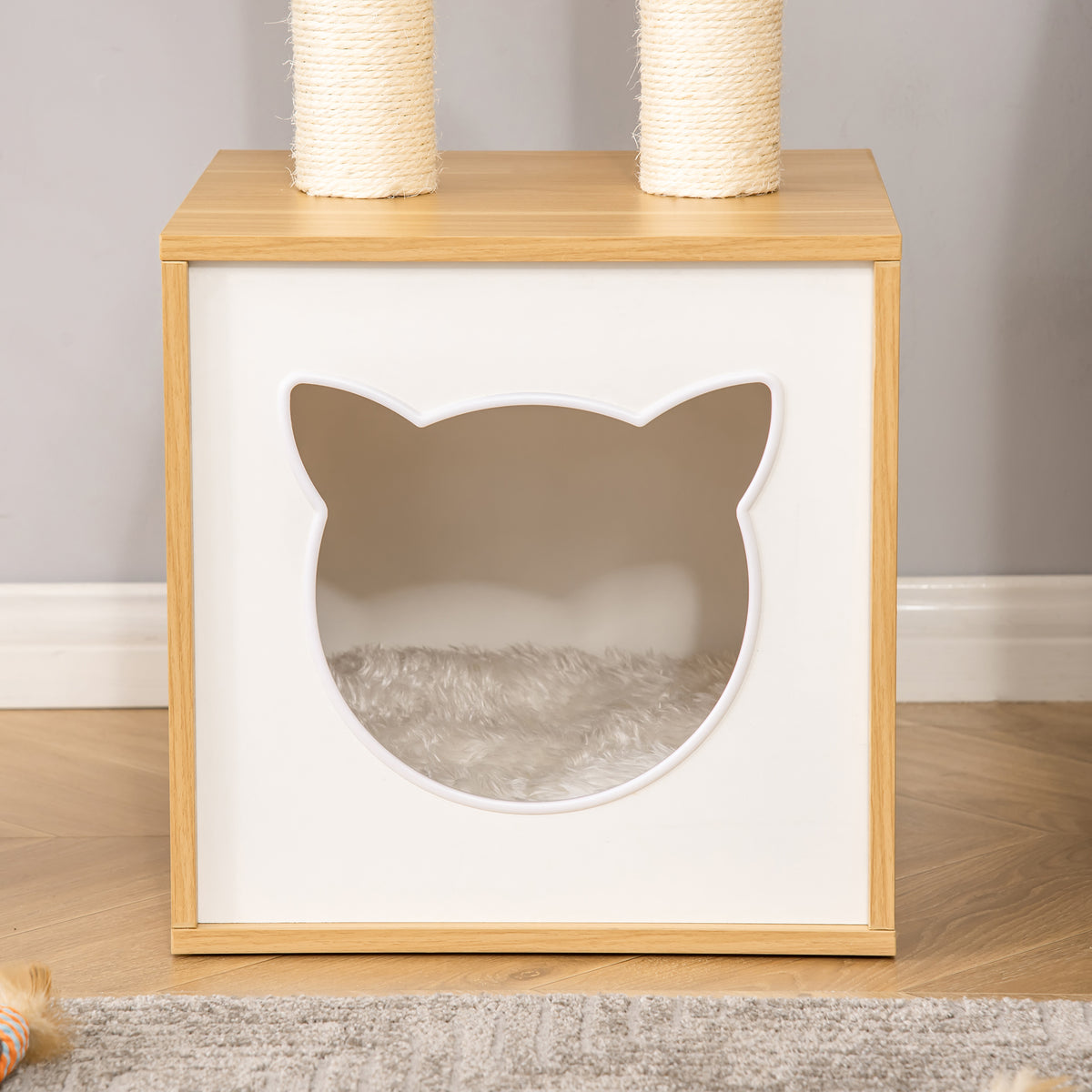 Arbre à chat griffoir pour chat arbre à grimper niche maison pour chat plate-forme supérieure balle suspendue hauteur 81 cm-8
