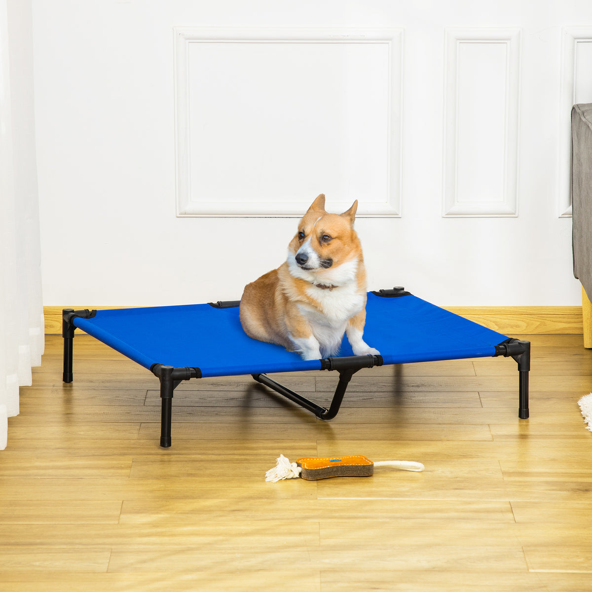 Lit surélevé pour chien lit surélevé rafraîchissant pour chien tissu Oxford sac de transport inclus 92 x 76 x 18 cm bleu-1