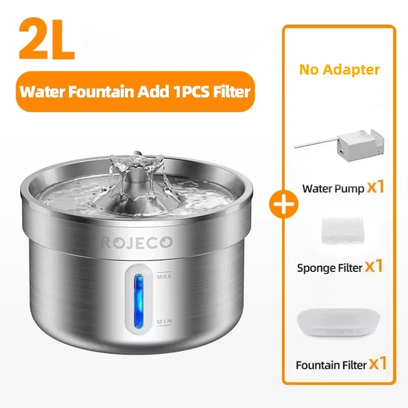 Fontaine à eau inox 2 L – double filtration, ultra-silencieuse