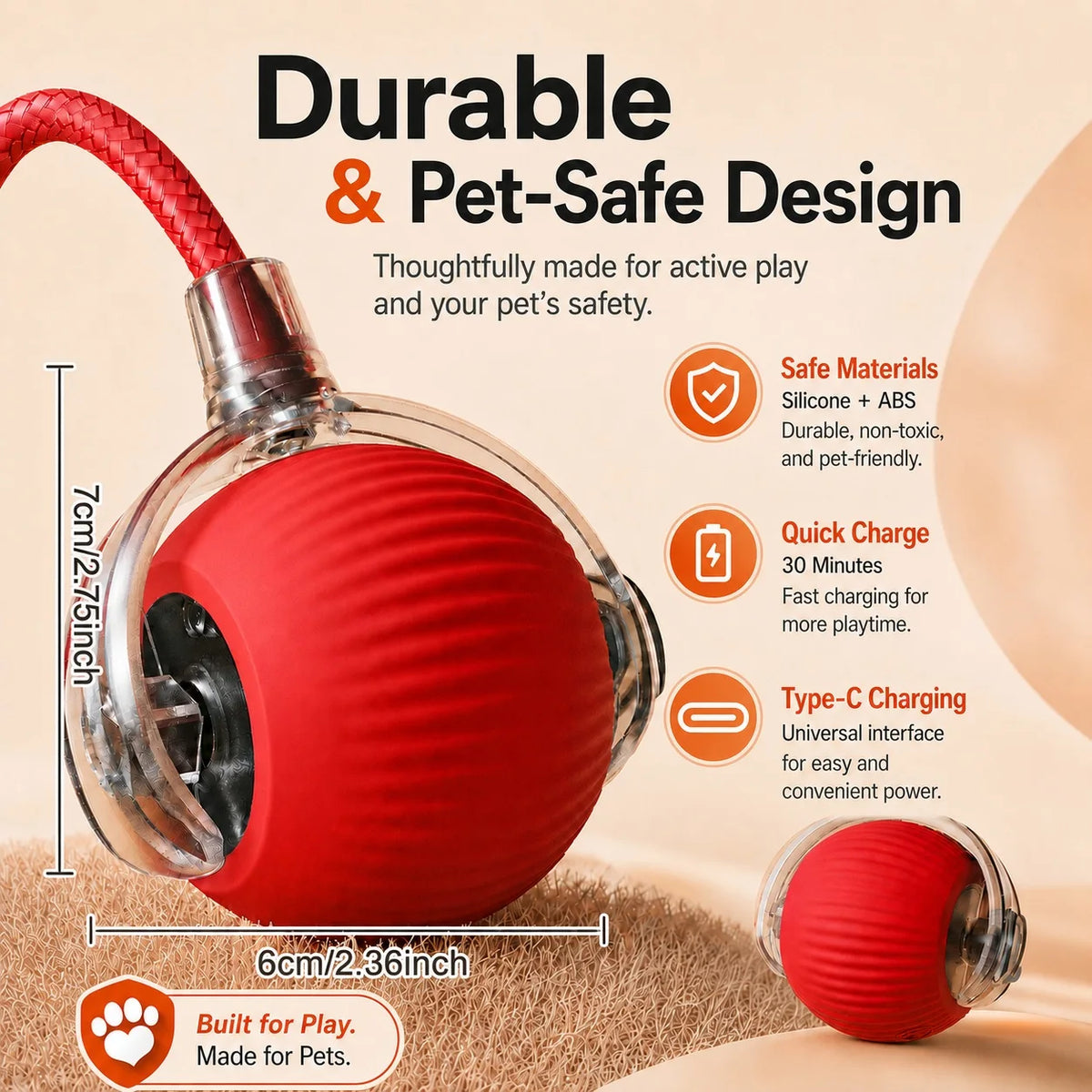 Balle interactive automatique pour chat