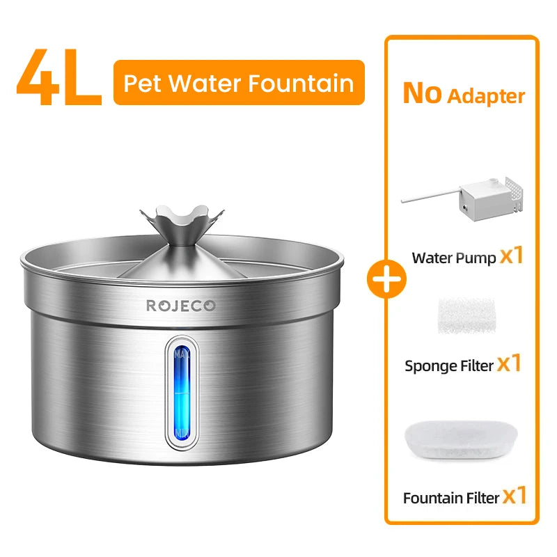 Fontaine à eau inox 2 L – double filtration, ultra-silencieuse