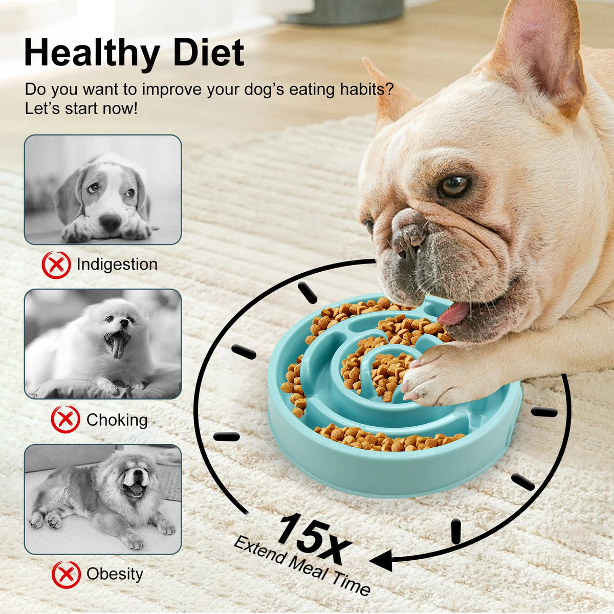 Gamelle anti-glouton labyrinthe pour chien et chat