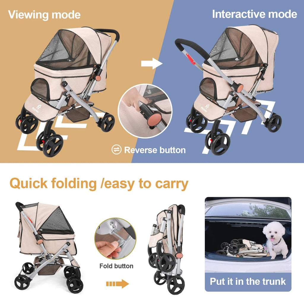 Poussette pliable pour chien et chat