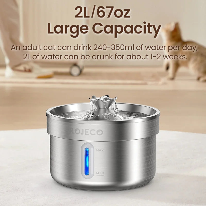 Fontaine à eau inox 2 L – double filtration, ultra-silencieuse