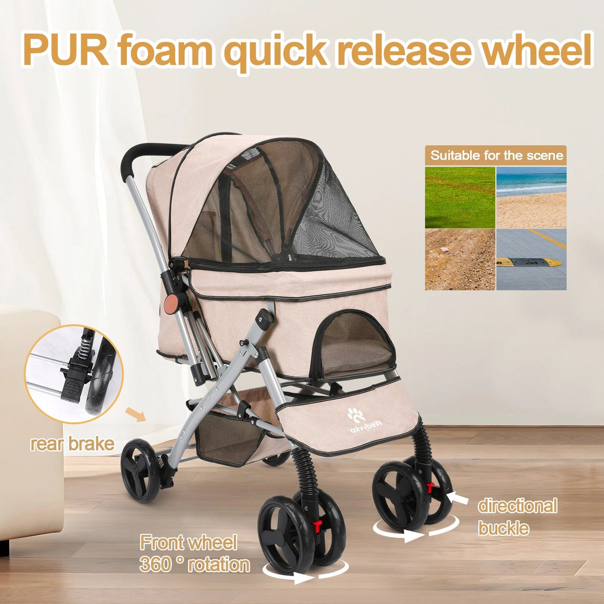 Poussette pliable pour chien et chat