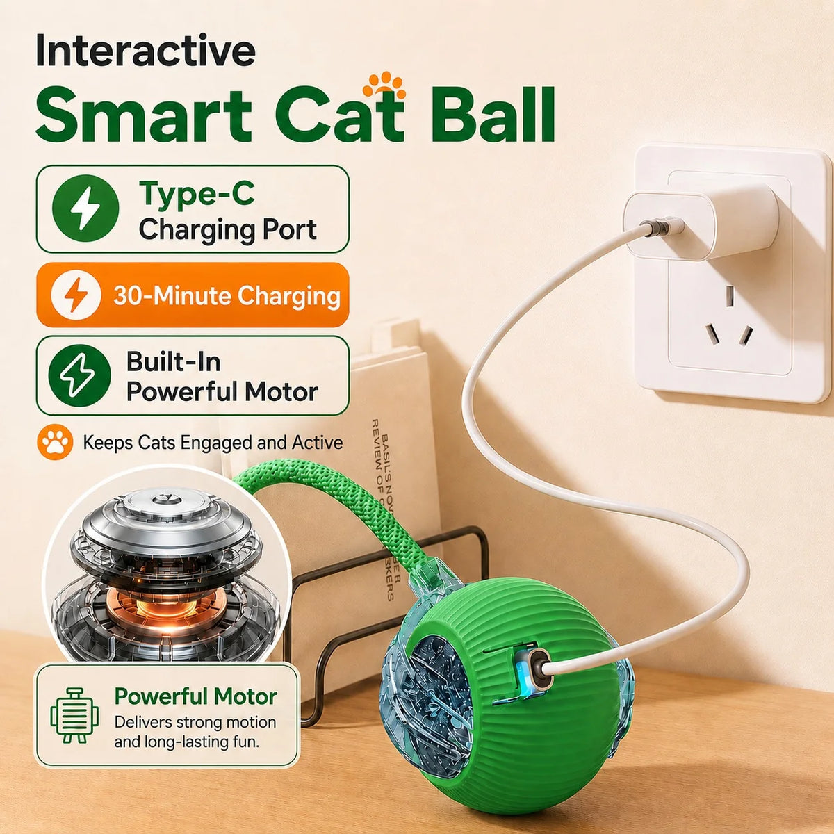 Balle interactive automatique pour chat