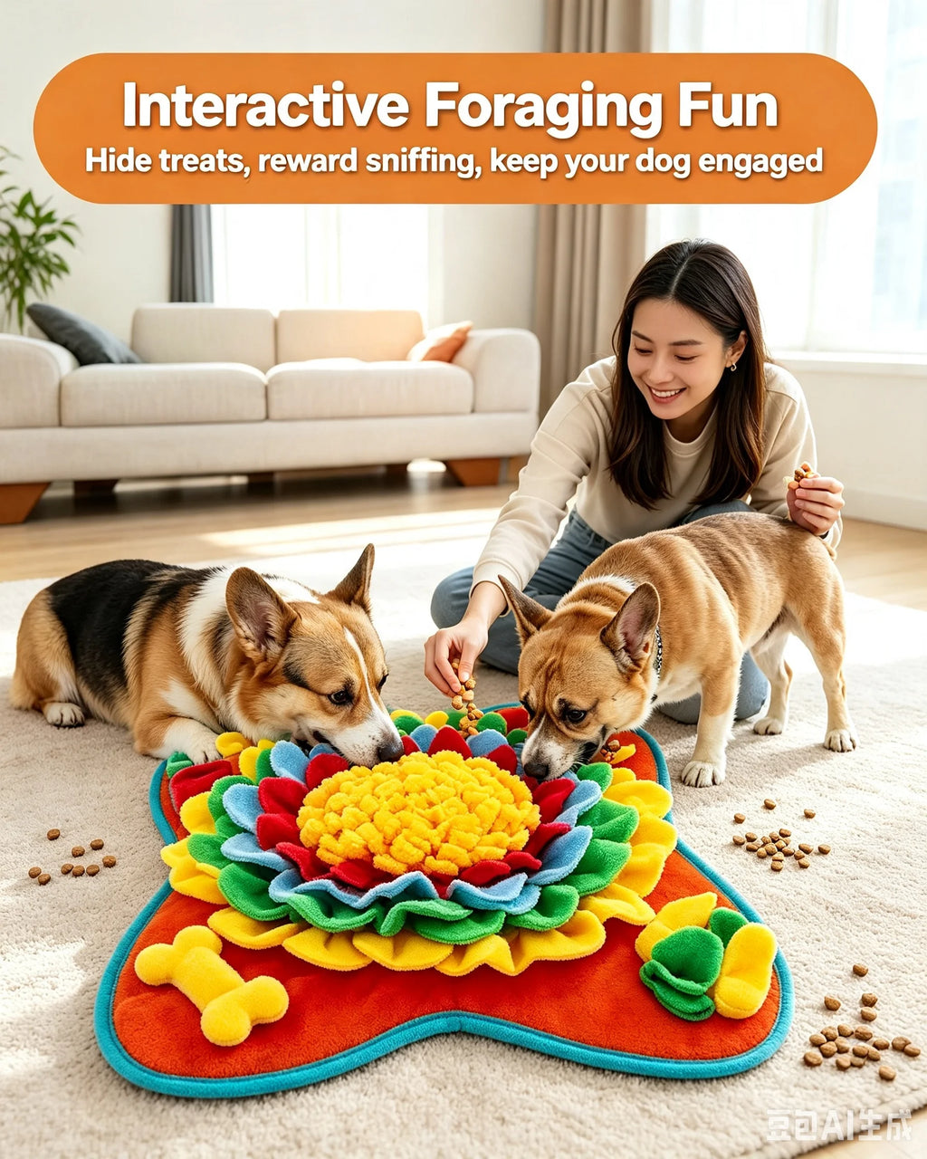 Tapis de fouille « tournesol » pour chien
