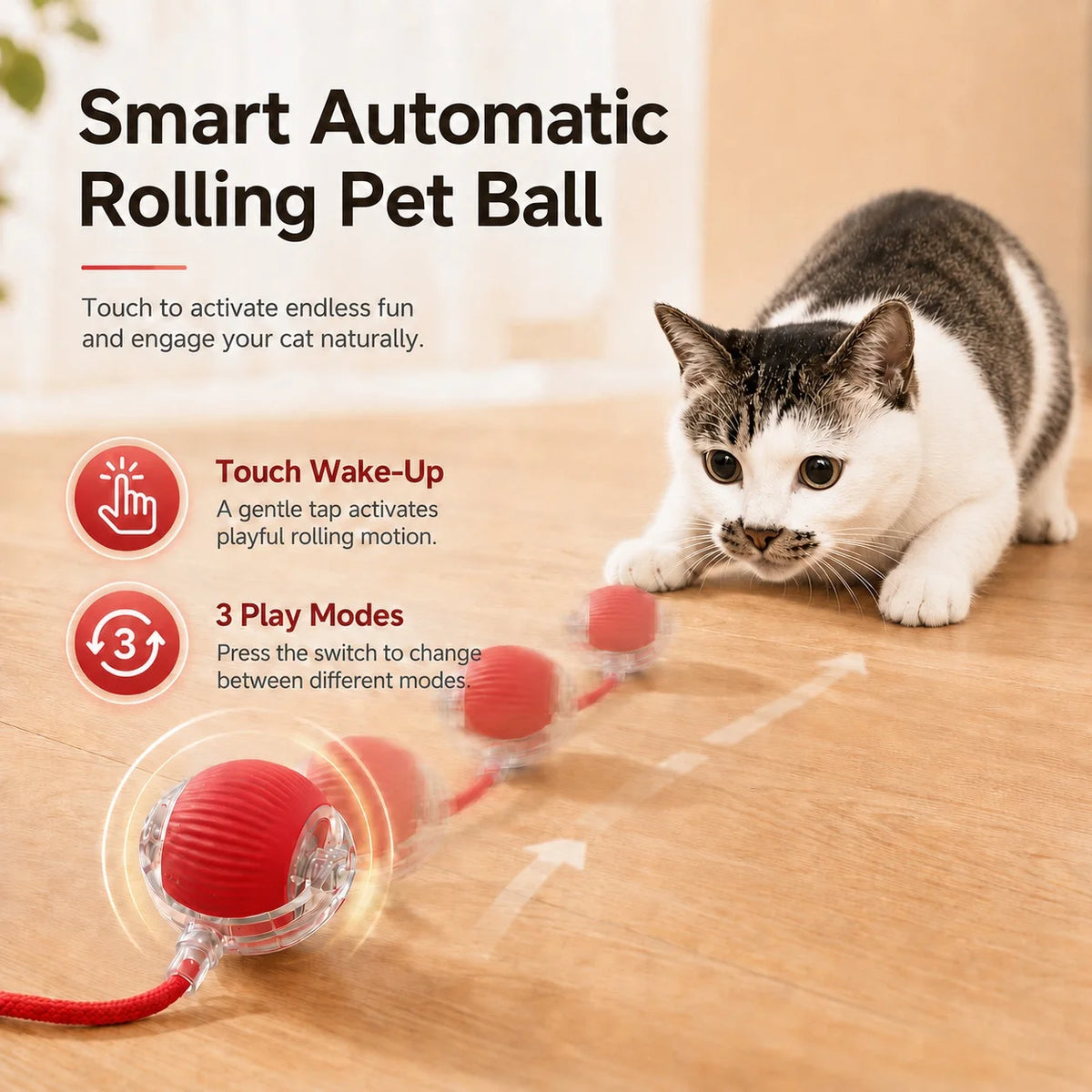 Balle interactive automatique pour chat