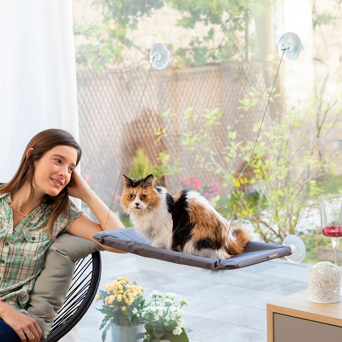 Hamac de fenêtre à ventouses pour chat