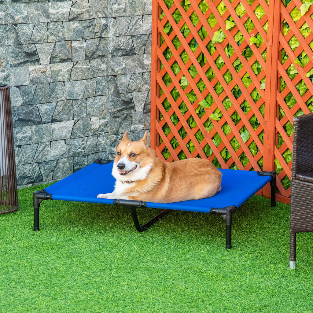 Lit surélevé pour chien lit surélevé rafraîchissant pour chien tissu Oxford sac de transport inclus 92 x 76 x 18 cm bleu-9
