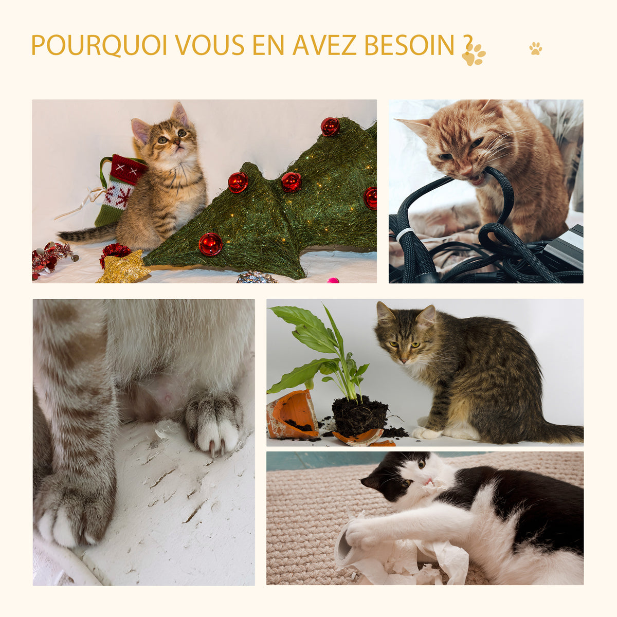 Arbre à chat griffoir pour chat arbre à grimper niche maison pour chat plate-forme supérieure balle suspendue hauteur 81 cm-6